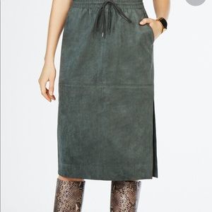 BCBG Suede Midi Skirt with Slit